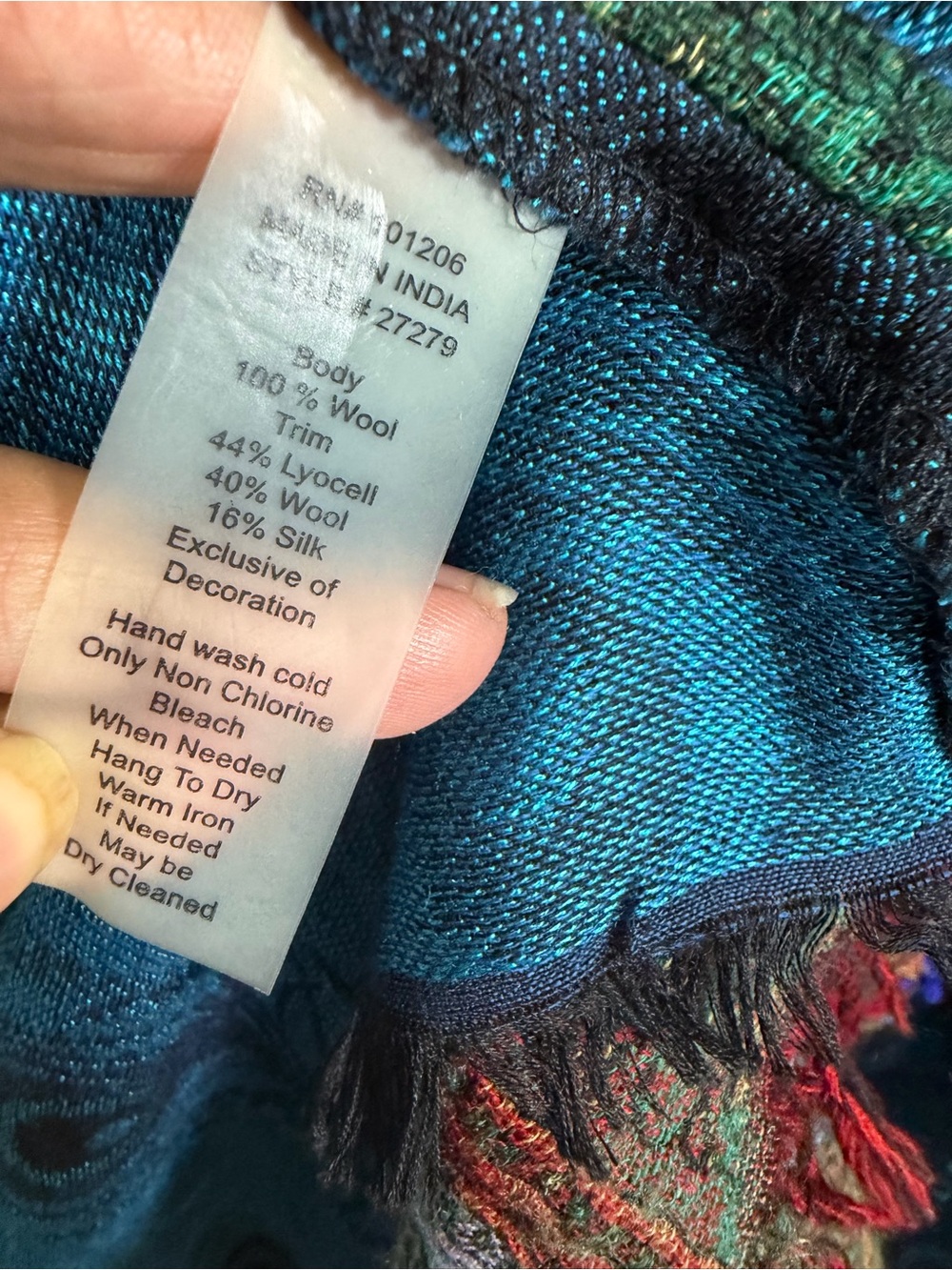 Soft Surroundings Black Open-Front Embroidered Cardigan with Teal Accents M - Picture 5 of 9